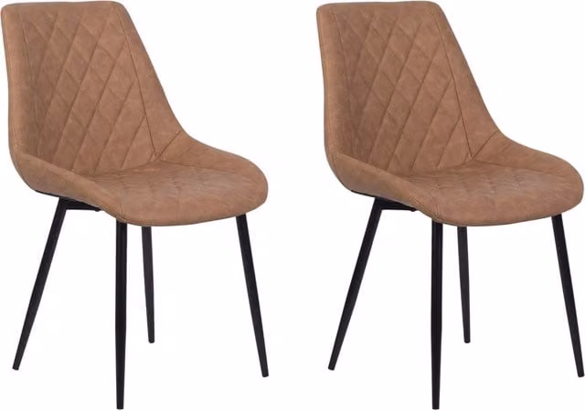 Set di 2 sedie da pranzo BELIANI in ecopelle marrone con struttura in metallo stile industrial L: 59 cm, P: 51 cm, H: 82 cm