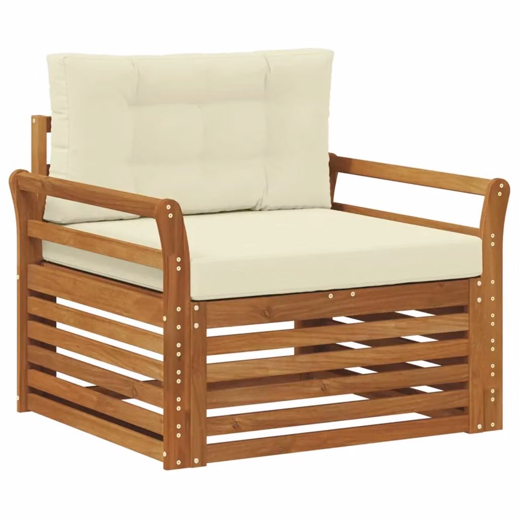 Divano da esterno moderno in legno di acacia massello e tessuto beige DESIGN IN – 2