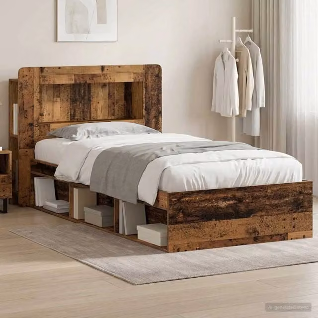 Letto con contenitore vidaXL in legno color marrone L: 75 cm, P: 190 cm, H: 93,5 cm – 1