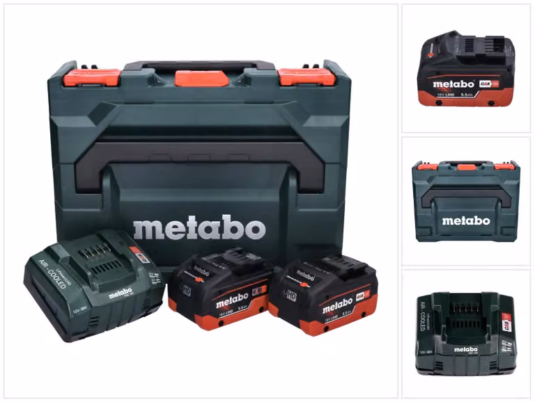 Metabo Basis Set LIHD - 2x Batterie da 5,5 Ah + Caricabatterie ASC 145 + Valigetta Metaloc ( 685077000 )
