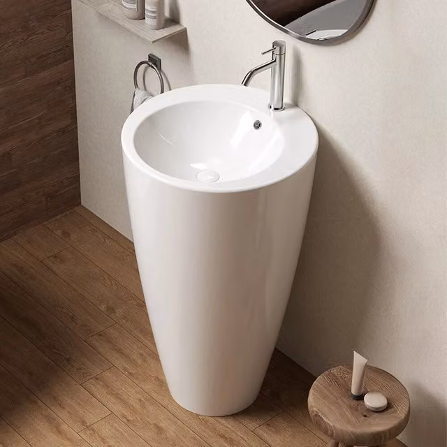 Lavabo freestanding Tokyo in ceramica bianco lucido L: 50 cm, H: 85 cm