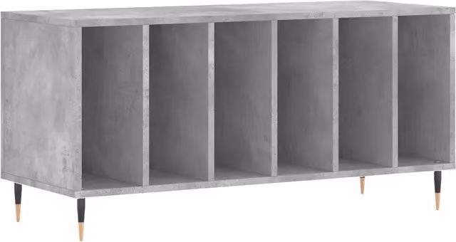 Armadio per dischi classico con ampio spazio di archiviazione 100 x 38 x 48 cm in legno multistrato grigio cemento 02_0049143