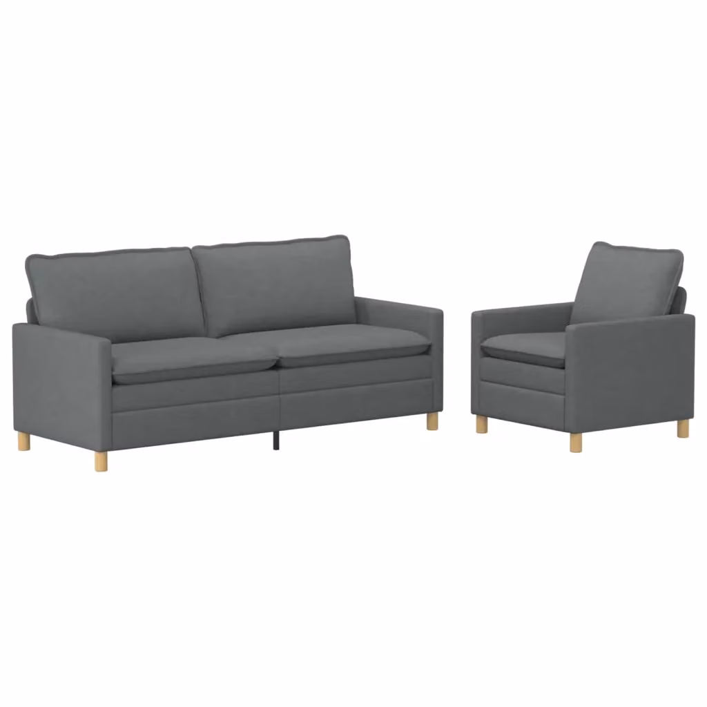 Set di 2 divani moderni vidaXL in tessuto grigio e nero con struttura in metallo per soggiorno – 2