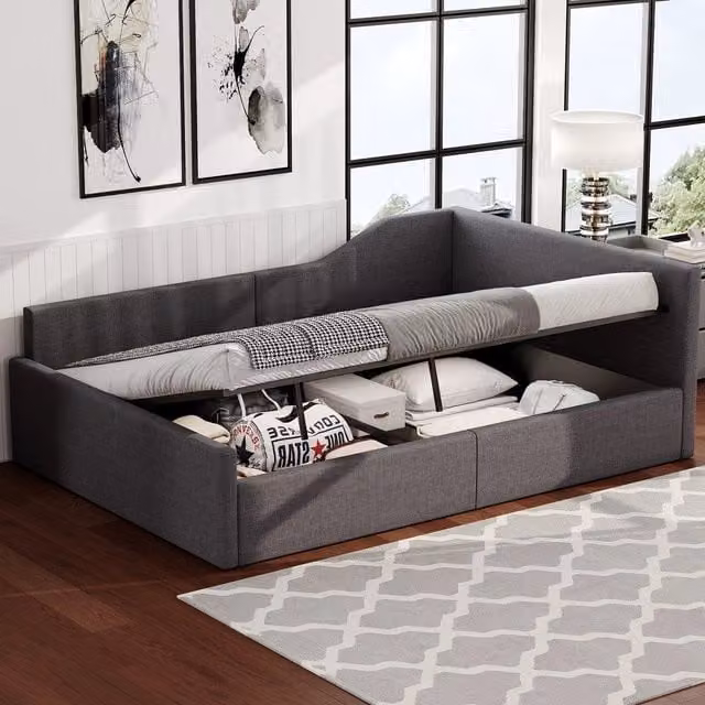 Letto Contenitore Imbottito 140x200 ¨C MINIMAL ¨C Grigio