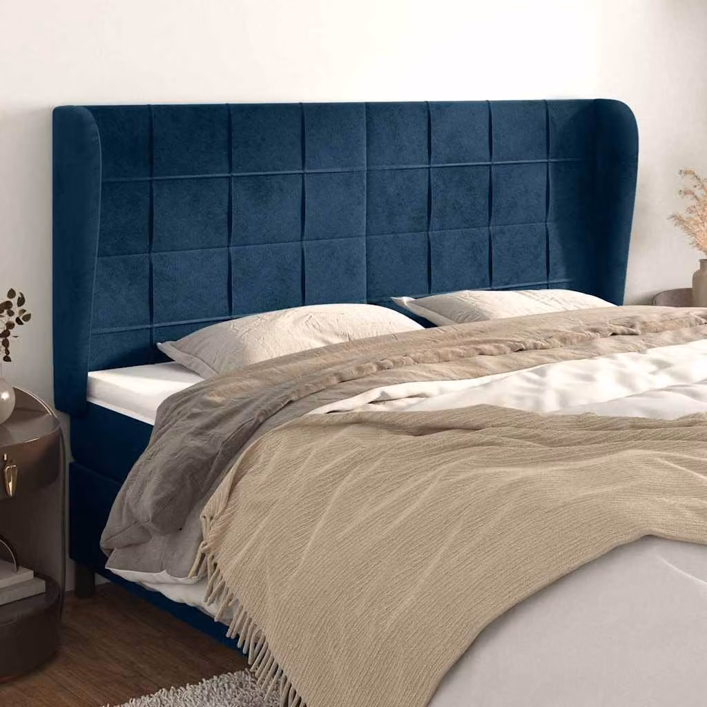 Testiera ad Orecchio vidaXL in Velluto Blu, L: 163 cm, P: 23 cm, H: 118/128 cm – 1