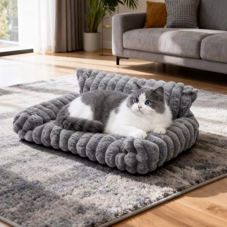 Cuccia per cani, 60x45x20 cm, grigia, con schienale, antiscivolo, per uso interno