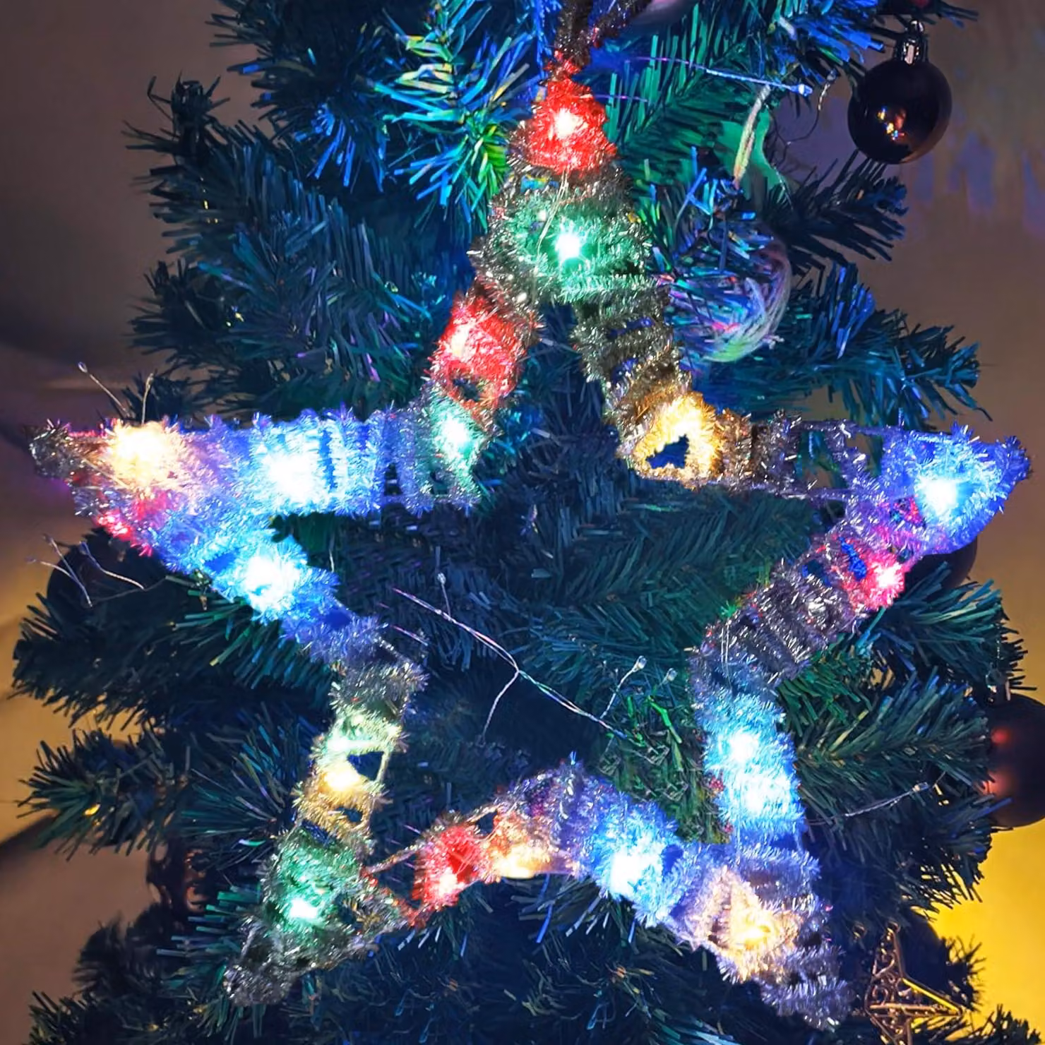 Luci a LED a forma di stelle, 30 cm, alimentate a batteria, decorazioni natalizie