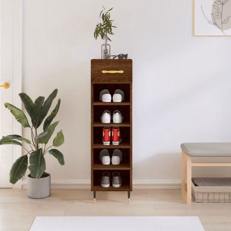 Scarpiera da parete vidaXL in stile industriale, Rovere Marrone, L: 30 cm, P: 35 cm, H: 105 cm