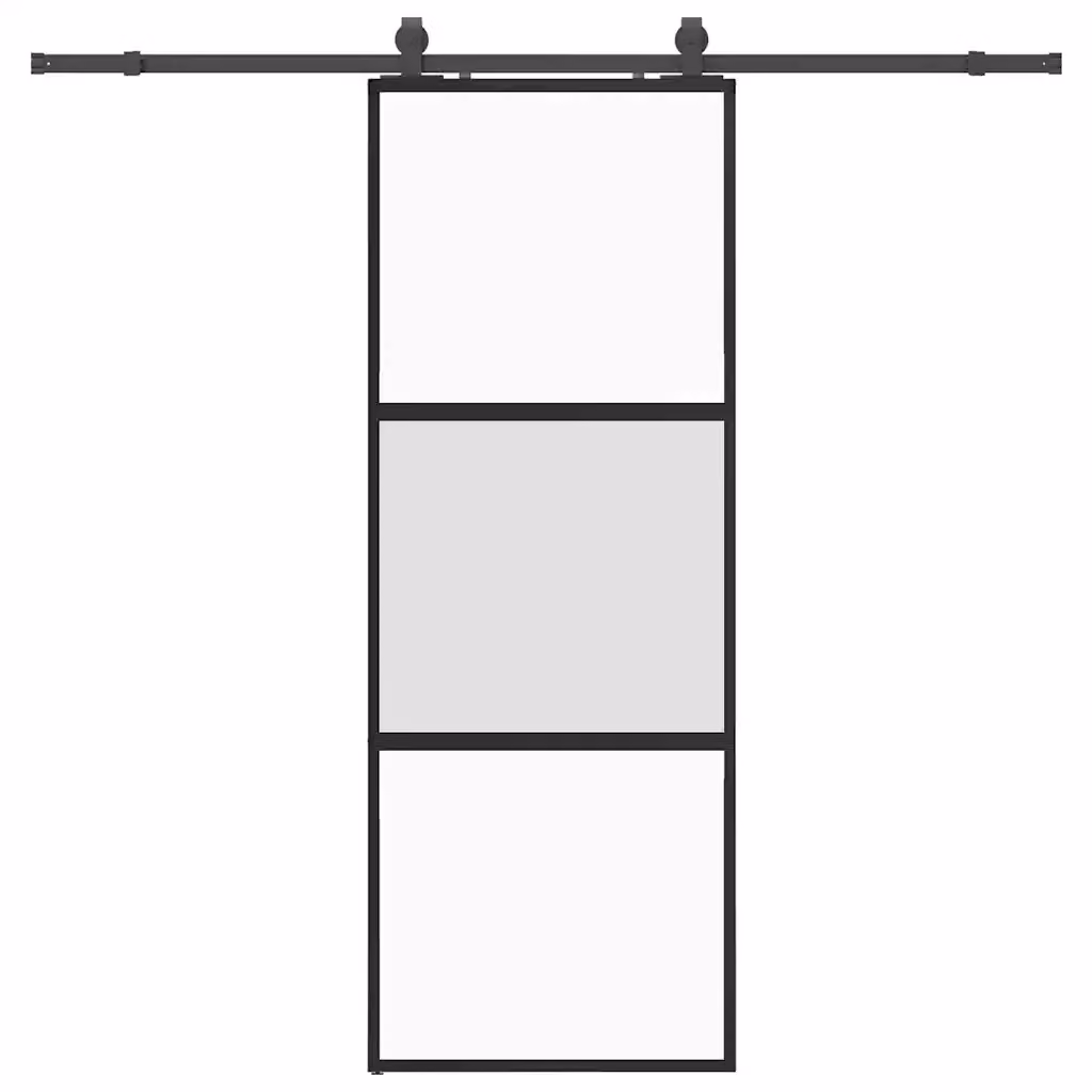 Porta Scorrevole VIDAXL in Vetro Temperato Trasparente con Ferramenta Nera L: 76 cm, H: 205 cm – 2