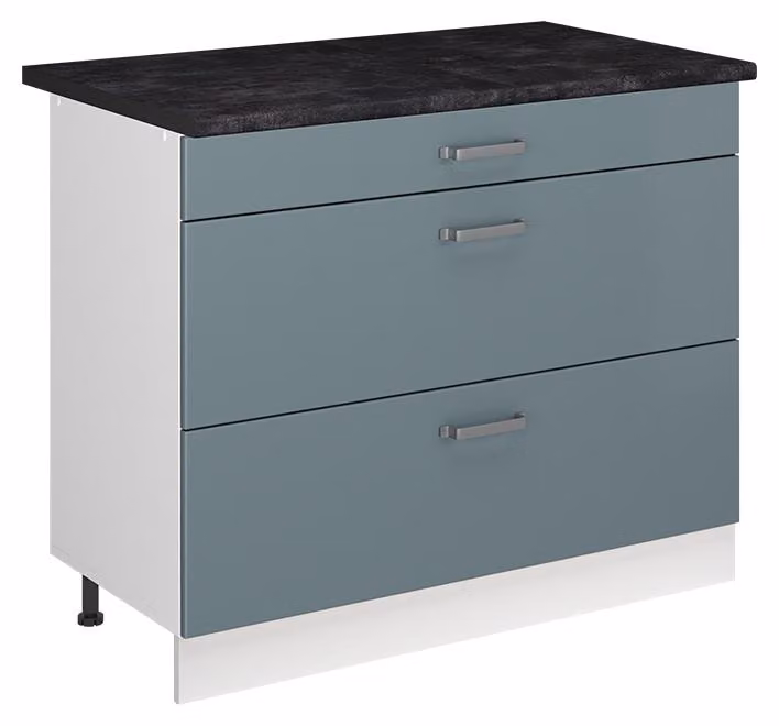 Mobiletto base per cucina Vicco R-Line Grigio-blu/Bianco 100 cm piano di lavoro Antracite, Model 71528