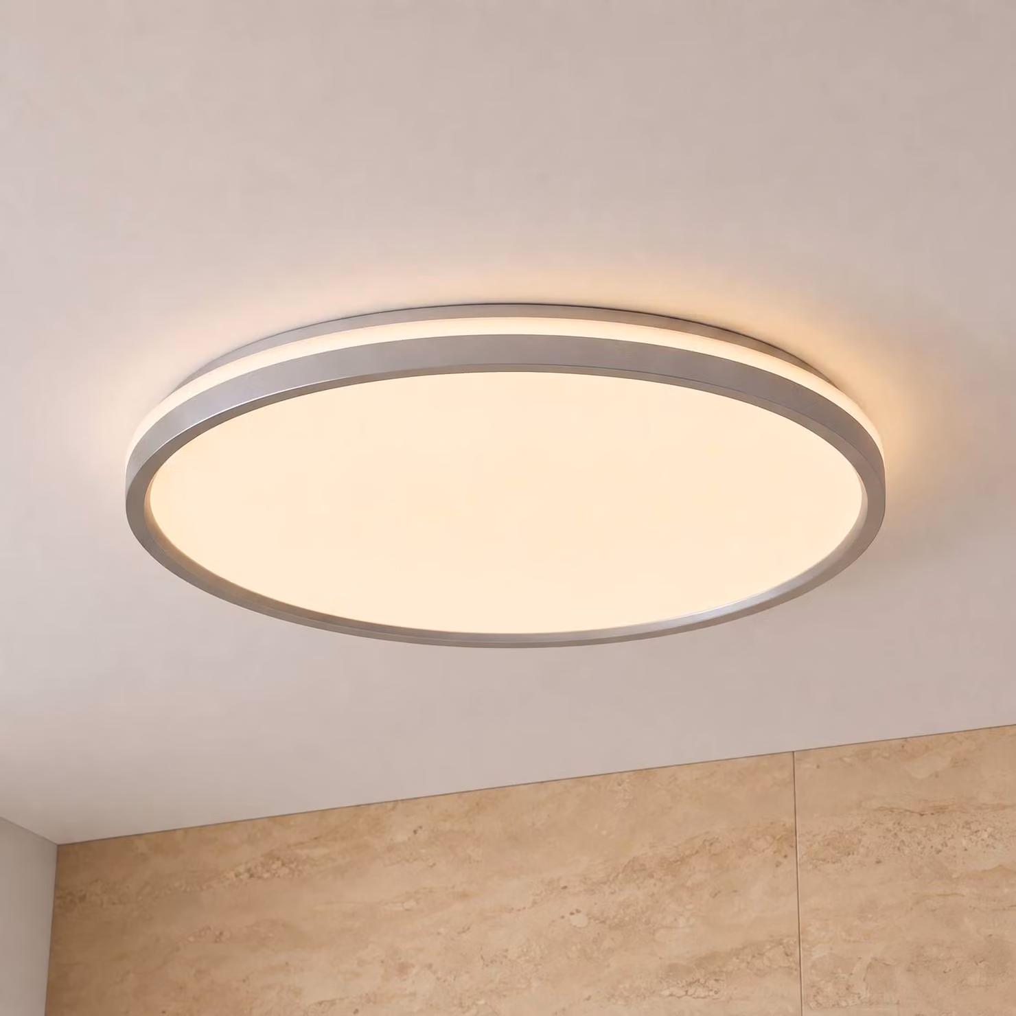 Plafoniera soffitto Edmund Lindby, Alluminio / Grigio / Zincato, Bagno, Plastica, Moderno, Plafoniera