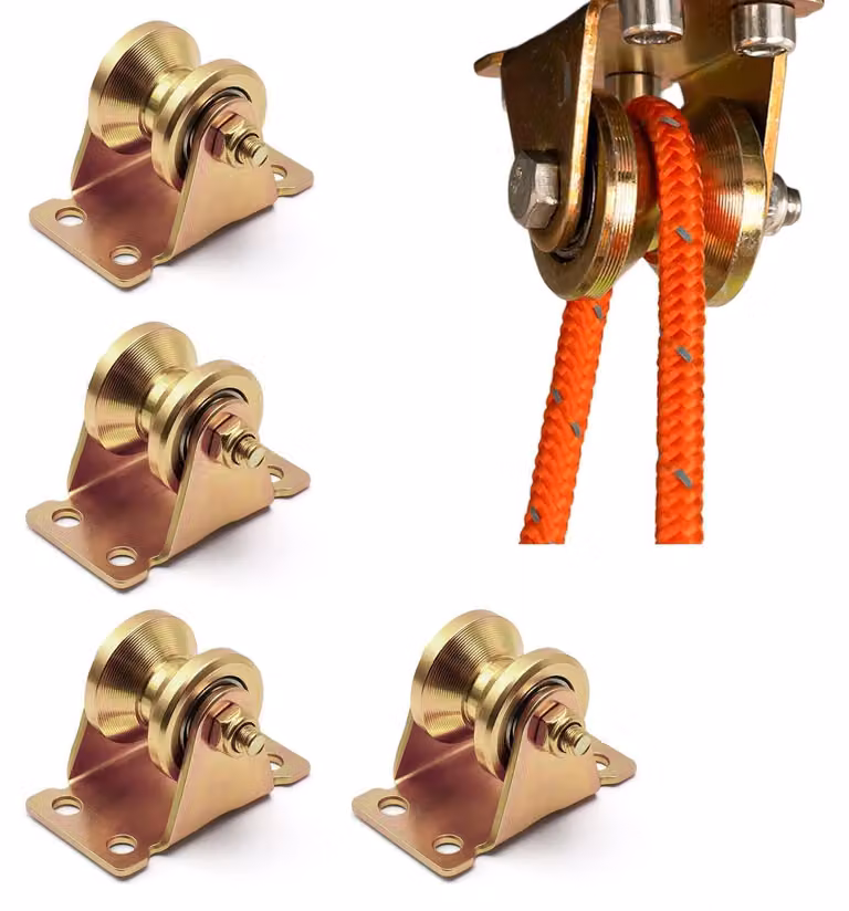 Rulli per corda a forma di V, confezione da 4 pezzi, in acciaio, diametro del rullo 29,5 mm, color oro
