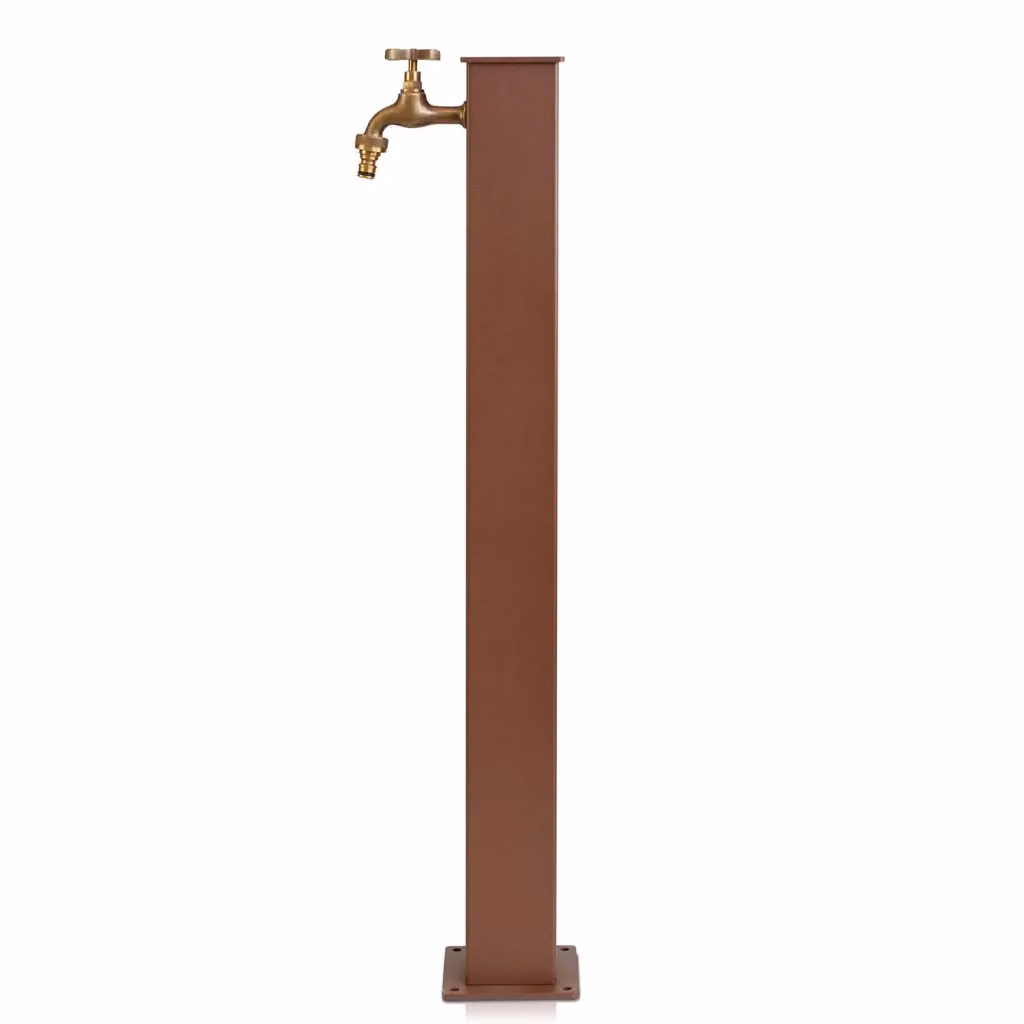 Fontana da Giardino Rettangolare Giordanoshop in Alluminio e Acciaio, Colore Marrone, L: 20 cm, P: 12 cm, H: 85 cm – 2