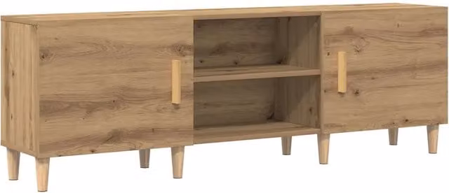 Mobile TV rettangolare moderno 150 x 30 x 50 cm con pratico vano contenitore stile contemporaneo legno di rovere lavorato a mano 02_0051923