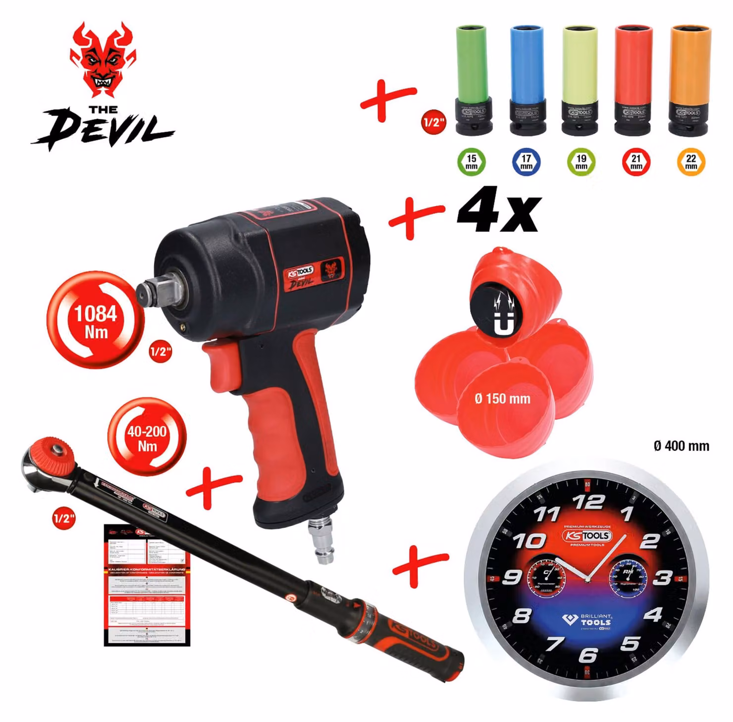 KS-Tools 515.2101 Confezione per pneumatici/ruote The m iniDevil, 12 pz