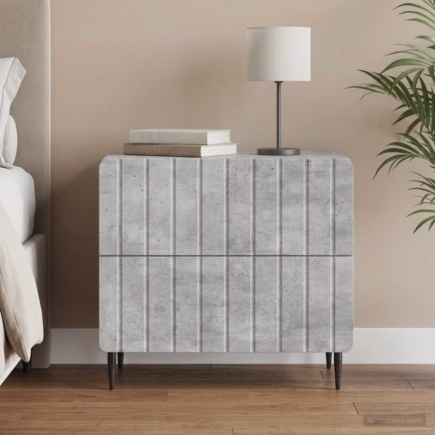 Armadio da Notte vidaXL Grigio Cemento, Design Moderno, L 62 x P 34,5 x H 49,5 cm