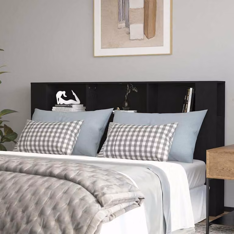 Testiera per letto con scomparti laterali vidaXL, colore nero, L 180 x P 18,5 x H 104,5 cm