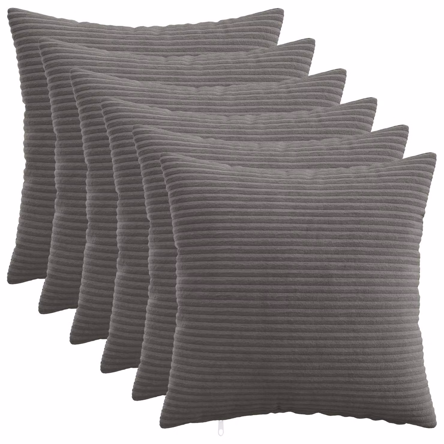 Set di 6 federe vidaXL HEERLEN in velluto a coste, Grigio Scuro, L: 50 cm x P: 50 cm