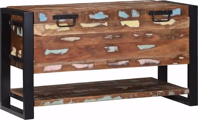 Scatola di stoccaggio multicolore in legno massello di recupero vidaXL L: 45 cm, P: 35 cm, H: 20,6 cm – 1