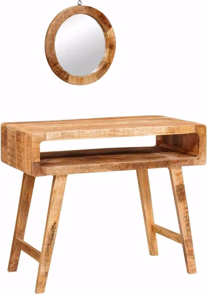 Tavolo da Trucco con specchio Marrone Legno di mango massello
