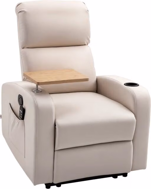 Poltrona relax e massaggio reclinabile con braccioli ¨C Minimal ¨C Tessuto microfibra beige