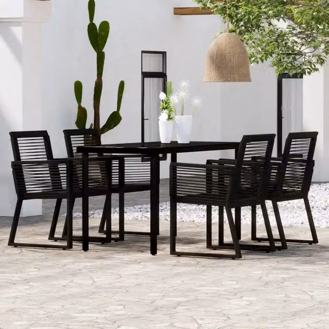 Set Mobili da Pranzo per Giardino 5 pz Nero 3099151