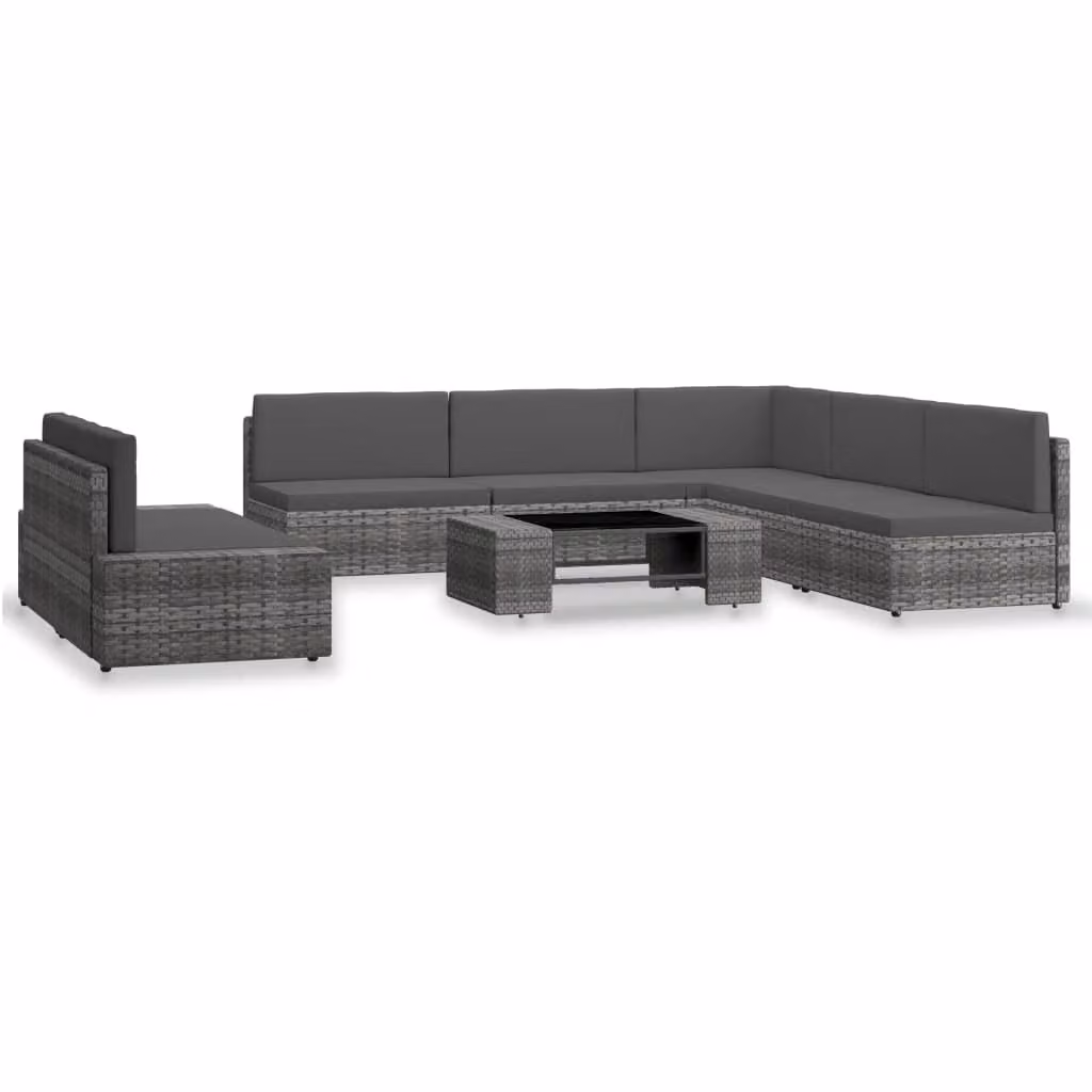 Maison Exclusive - Set da giardino da 7 pezzi in polyrattan grigio