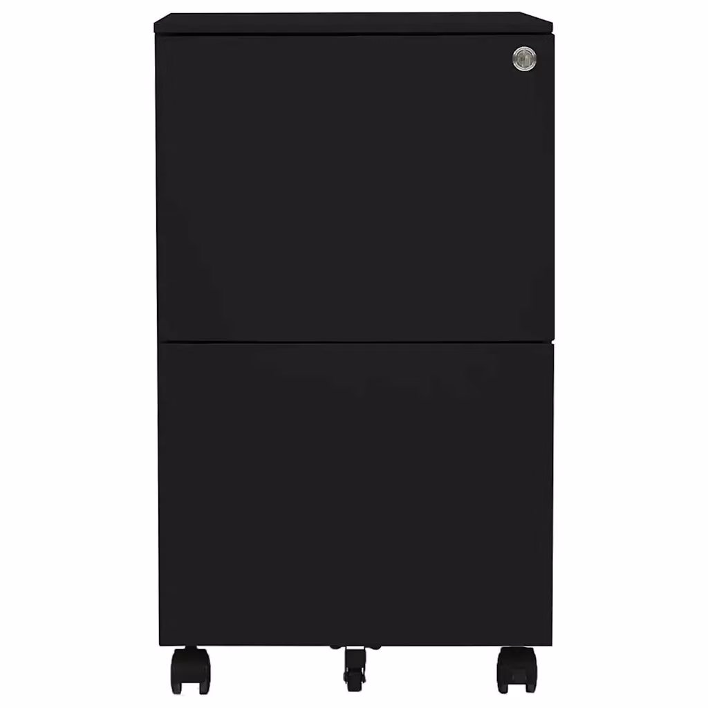 Schedario Mobile Nero in Acciaio con Ruote e Serratura DESIGN IN L/P/H: 39 x 45 x 67 cm – 2