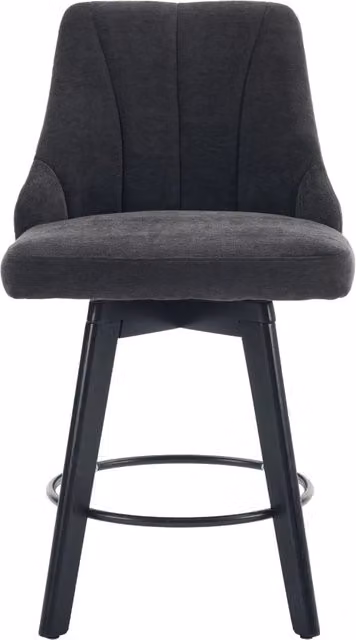 Set di 2 sgabelli da bar girevoli a 360 con schienale e poggiapiedi in ciniglia grigio, L/P/H: 53 x 53.5 x 94.5 cm – 1