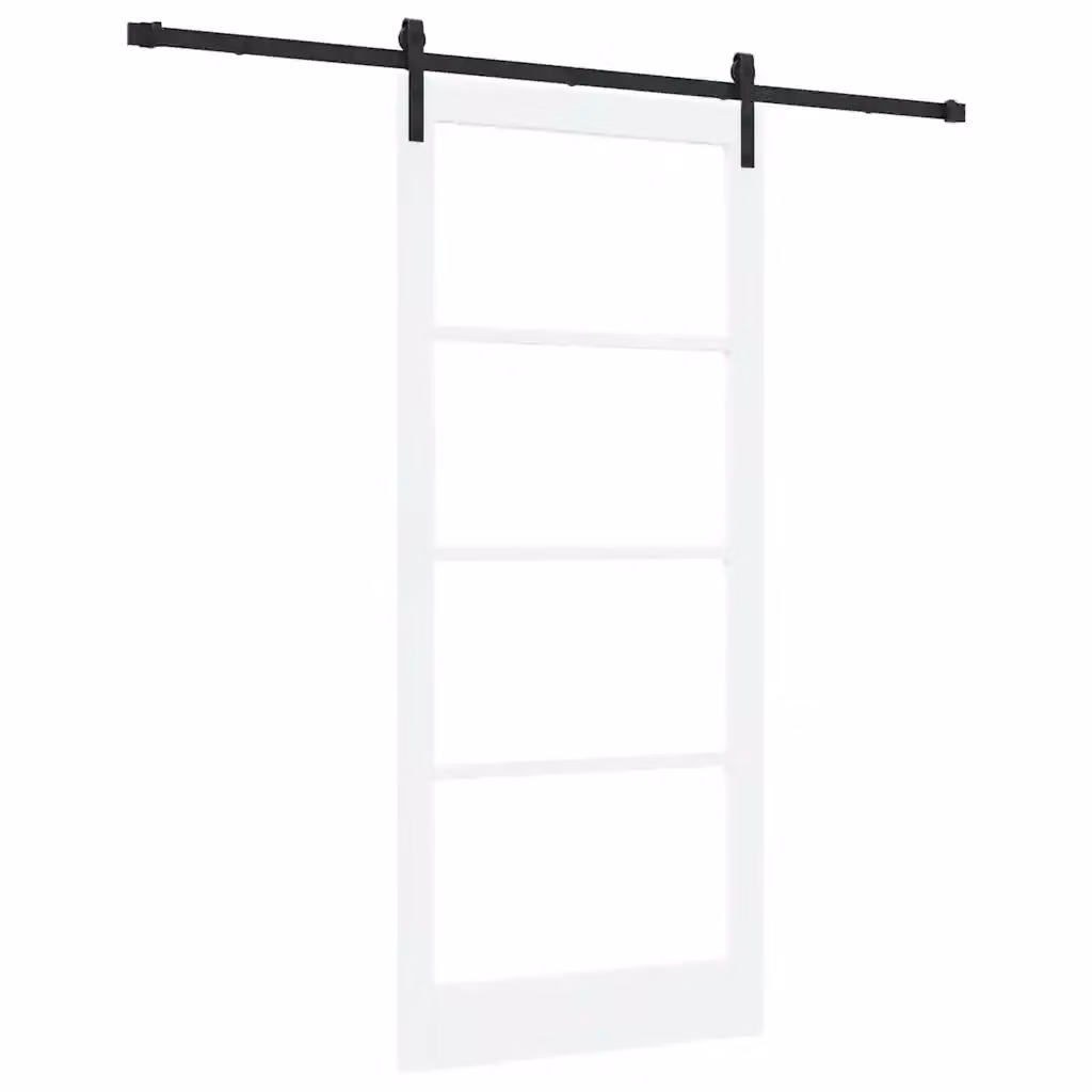 Porta scorrevole minimalista vidaXL in legno e vetro, colore bianco, H: 211 cm x L: 93 cm – 2