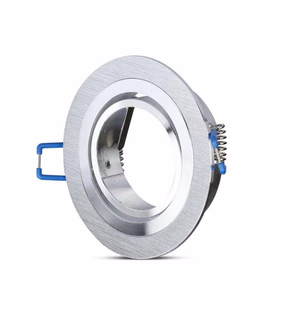Portafaretto LED da Incasso Rotondo GU10 e GU5.3 (MR16) in Alluminio Spazzolato Orientabile