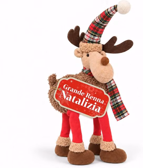 Renna Natalizia Saint Joy in Peluche Morbido con Zampe Appesantite, Altezza: 63 cm, Disponibile in Rosso, Beige, Bianco e Marrone