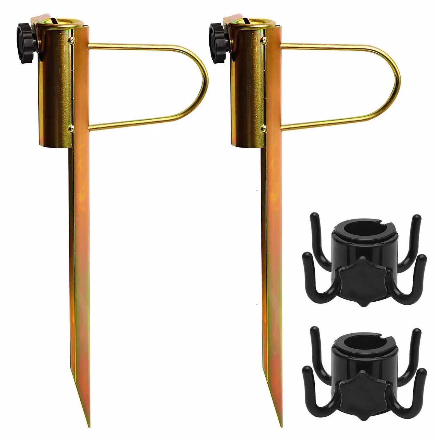Supporti per ombrelloni Rasendorn, confezione da 2, realizzati in metallo, da inserire nel terreno, adatti per ombrelloni con diametro del tubo da 20-35 mm