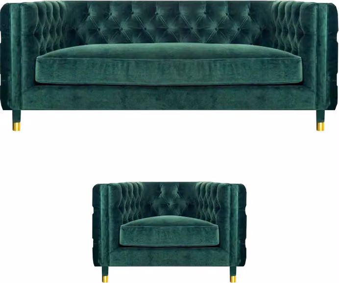 Modern Grün Design Sofa Couch Dreisitze Stoff Sessel Sofagarnitur Chesterfield