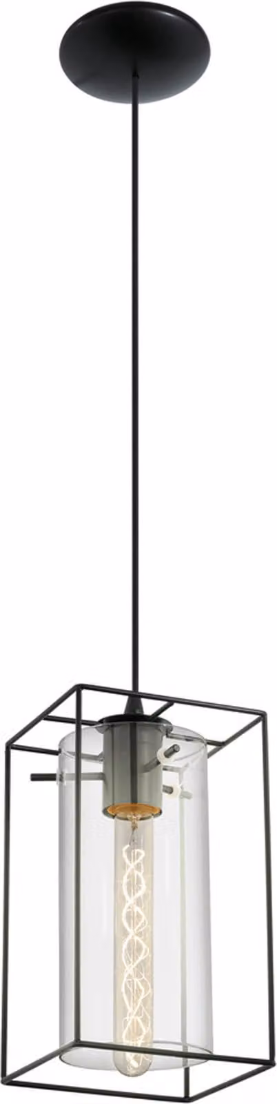 Lampadario Industrial Loncino 1 Luce Acciaio Nero