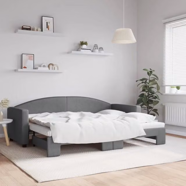 Divano Letto con Letto Estraibile vidaXL Grigio in Tessuto Moderno L/P/H: 223 x 75 x 90 cm con Dimensioni Letto: 80 x 200 cm