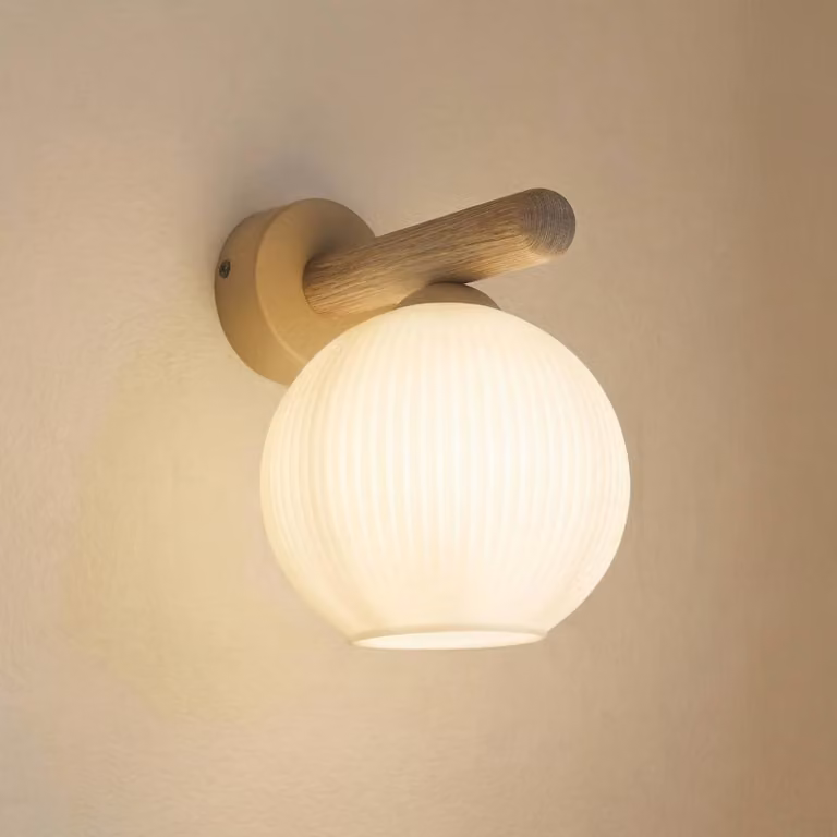 Applique da parete Virlo TK Lighting, dimmerabile, Bianco / Opale, Soggiorno / Sala da pranzo, Vetro, Applique
