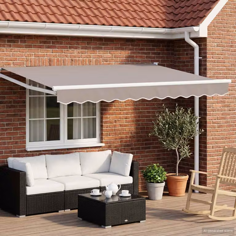 vidaXL Telaio per tenda da sole manuale in alluminio, L: 350 cm x P: 200 cm, Bianco