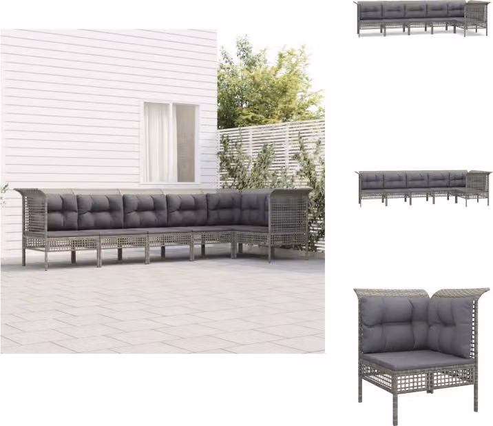 vidaXL set da salotto da giardino 6 pezzi con cuscini in poly rattan grigio - Set di mobili da giardino