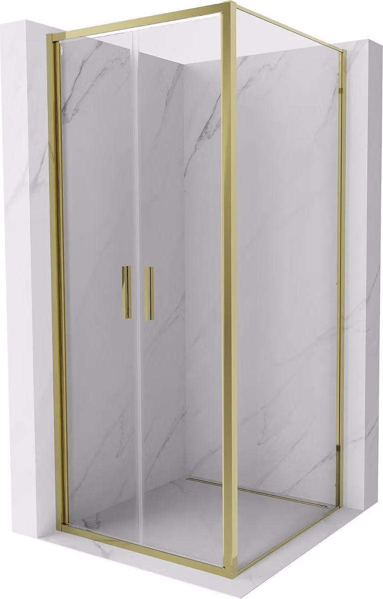 Mexen Exo cabina doccia battente 70 x 70 cm, trasparente, oro - 814-070-070-50-00