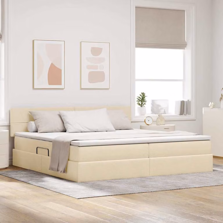 Letto con contenitore e materasso a molle vidaXL, colore beige, L 200 x P 200 x H 204 cm