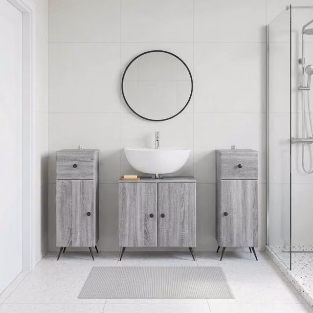 Set di armadietti da bagno in 3 pezzi BREDA Sonoma grigio 3418050