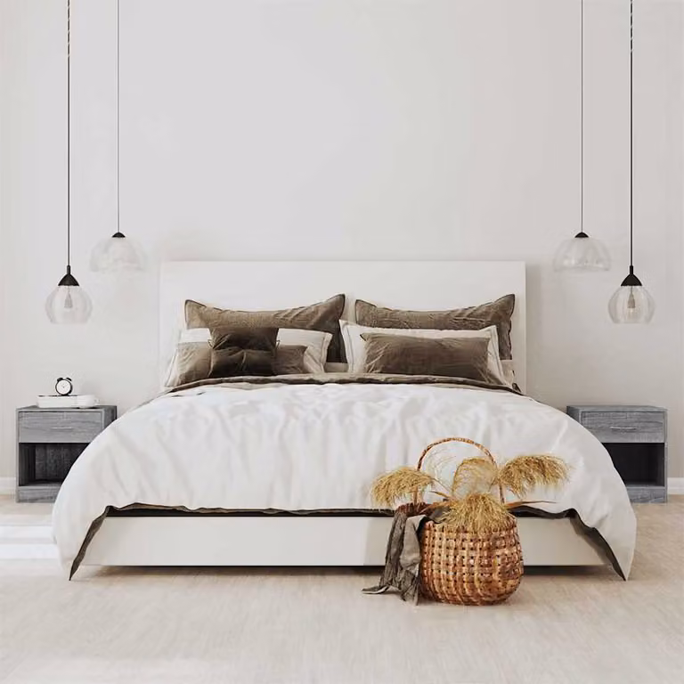 Set di 2 comodini vidaXL con cassetto in stile moderno, colore grigio Sonoma