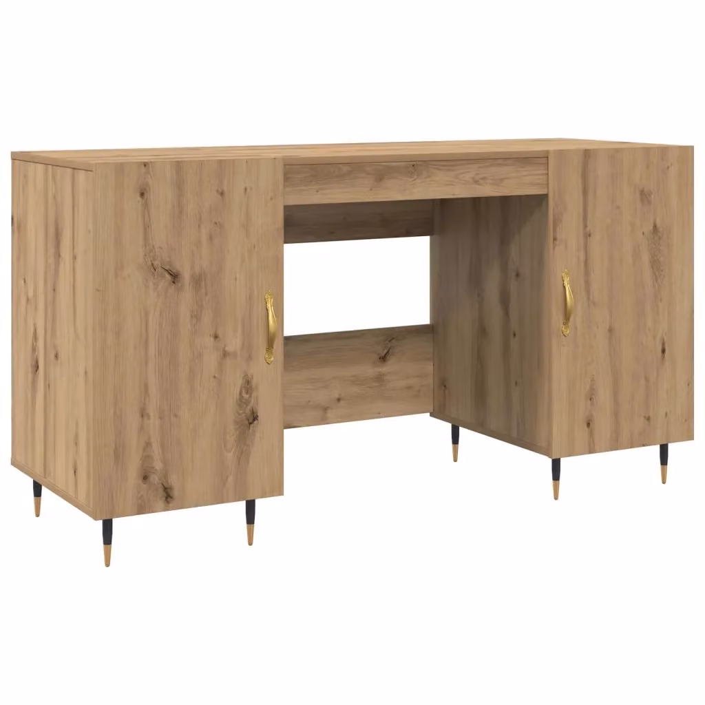 Scrivania da ufficio vidaXL in stile industriale color rovere e marrone, L: 140 cm, P: 50 cm, H: 75 cm – 2
