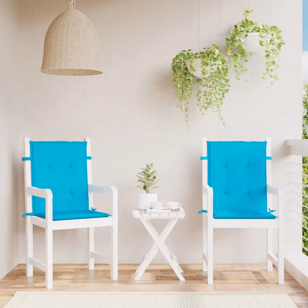 Set di 2 cuscini per sedia con schienale basso vidaXL in tessuto turchese, idrorepellenti e resistenti ai raggi UV