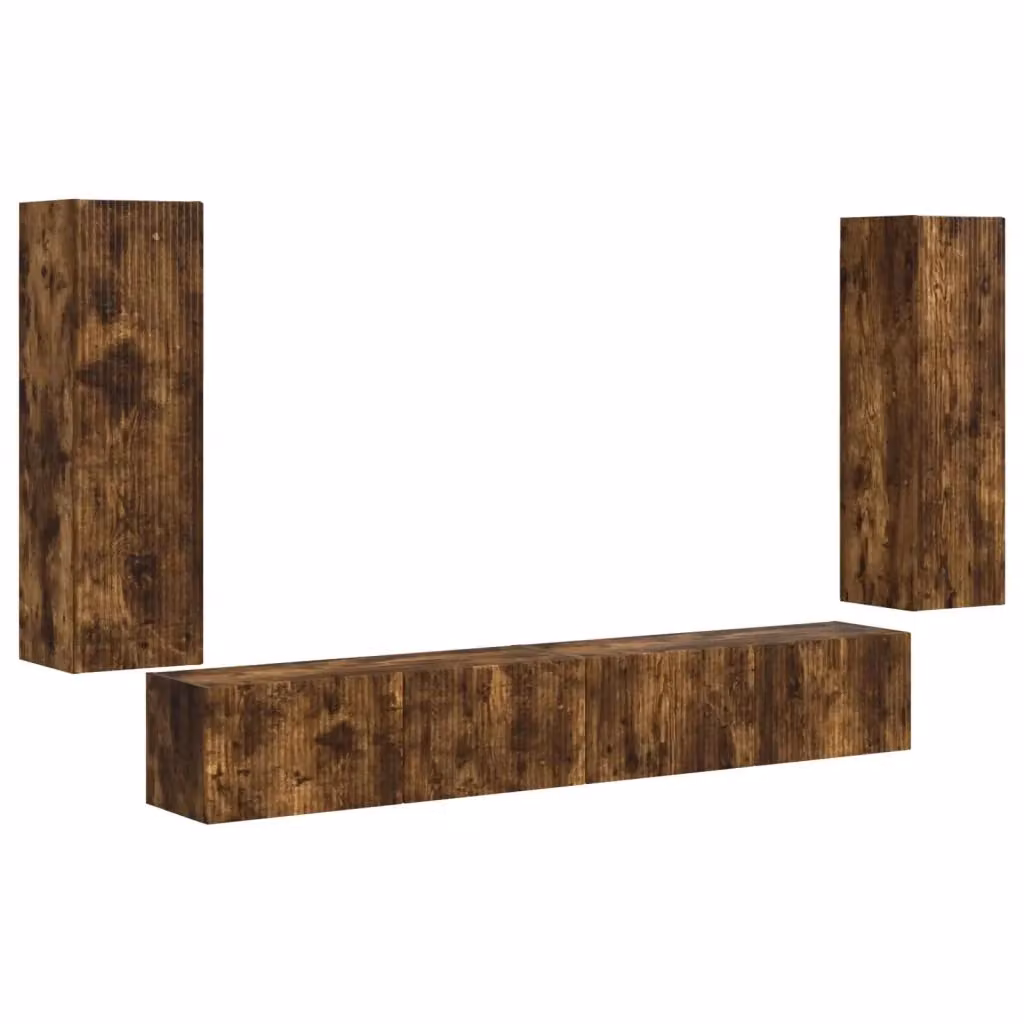Set di 4 Mobiletti da TV a Parete Moderni vidaXL in Rovere Fumé – 2