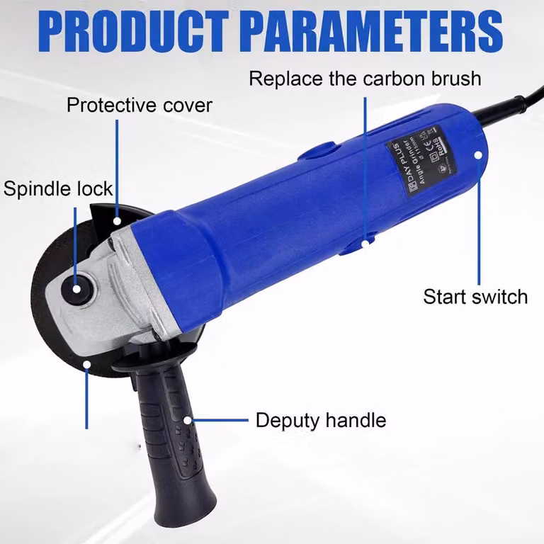 Smerigliatrice angolare - 550 W - Smerigliatrice angolare elettrica - Disco da 11,5 cm - 12.000 giri/min - Con disco da taglio e impugnatura aggiuntiva - Adatta per legno, metallo, cemento, pietra
