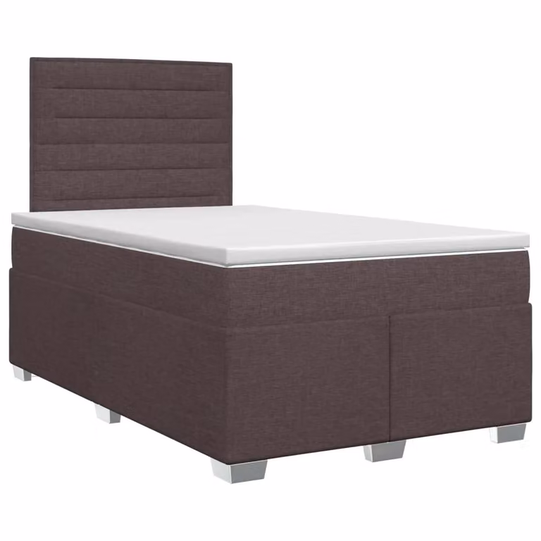 Letto box spring con materasso ibrido vidaXL in legno e tessuto, Marrone e Bianco, L/P/H: 120 x 200 x 140,5 cm