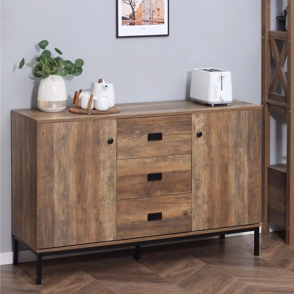 Credenza moderna GIORDANOSHOP in MDF e metallo color mango e marrone L/P/H: 120 x 39,5 x 77 cm – 2