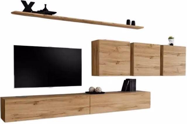 Composizione murale SWITCH VII mobile TV sospeso in rovere Wotan design